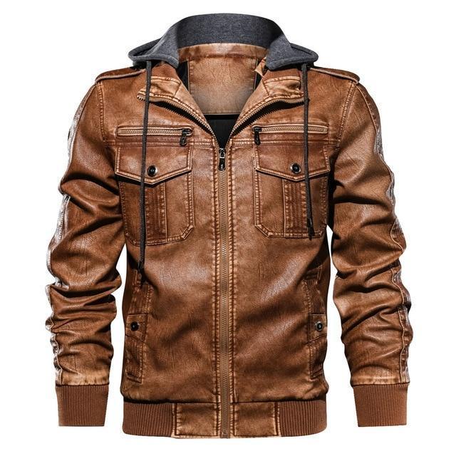 Bryan – casual hooded leather jacket for men