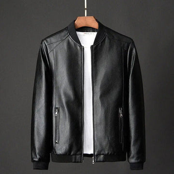 Men's sleek faux leather bomber jacket for urban style