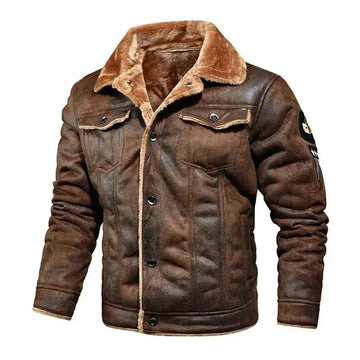 Men's faux leather sherpa-lined jacket