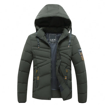 Men's winter puffer jacket with hood