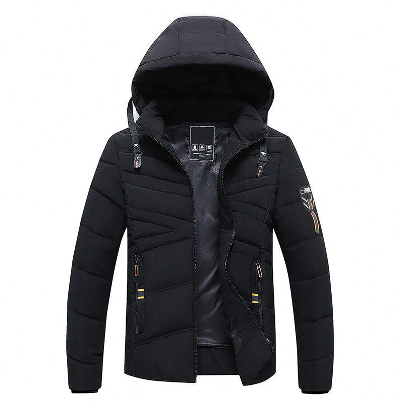 Men's winter puffer jacket with hood