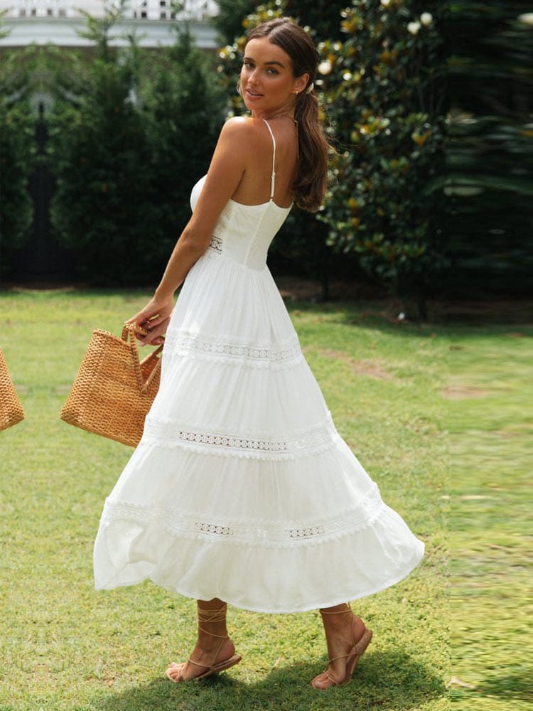 Women's white lace summer dress for casual elegance