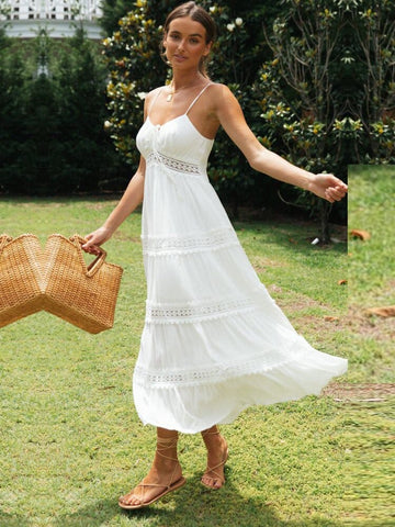 Women's white lace summer dress for casual elegance