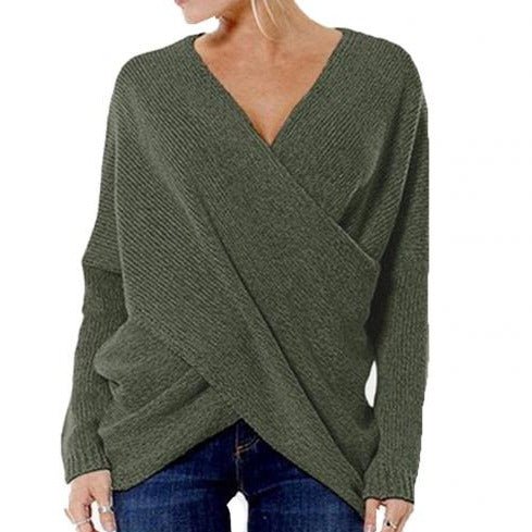 Women's crossover knit sweater