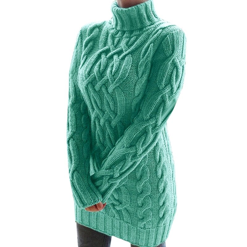 Women's cable knit turtleneck sweater