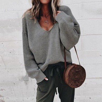 Women's cozy knit V-neck sweater