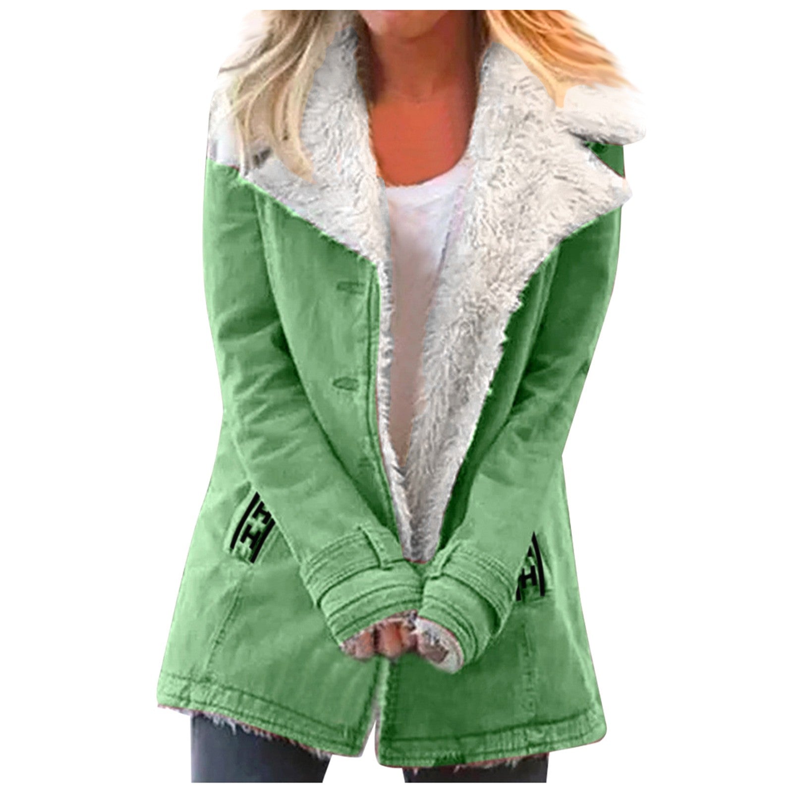 Women's jacket with lapel collar and long sleeves for winter wear